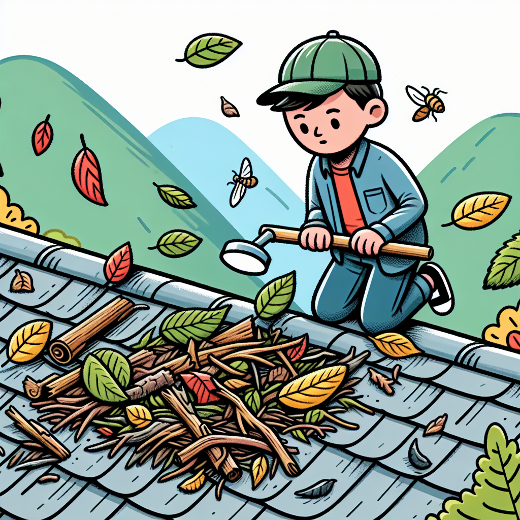 An artistic rendition of the title: Inspect roof valleys for debris accumulation.