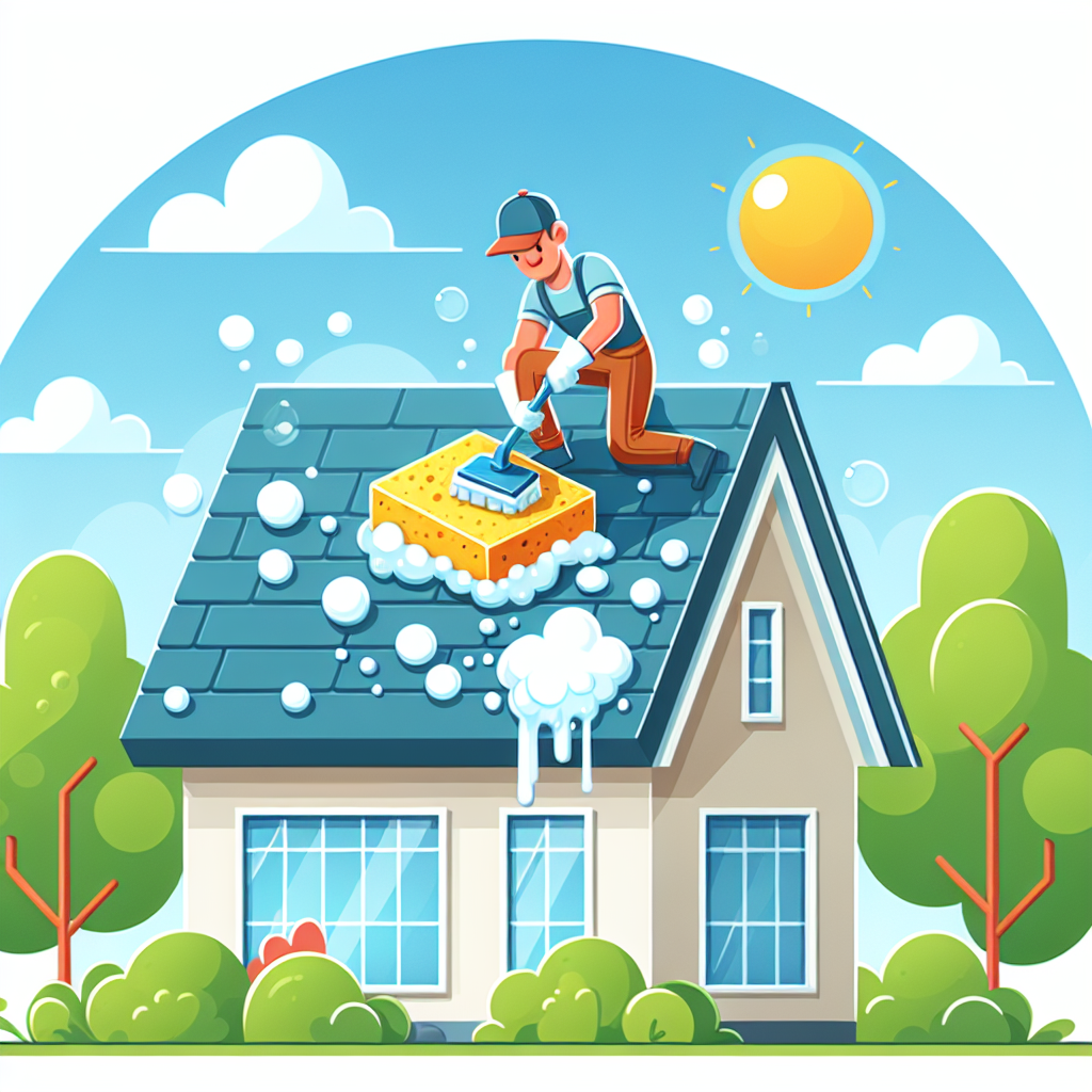 An artistic rendition of the title: Clean your roof with a mild detergent and water.