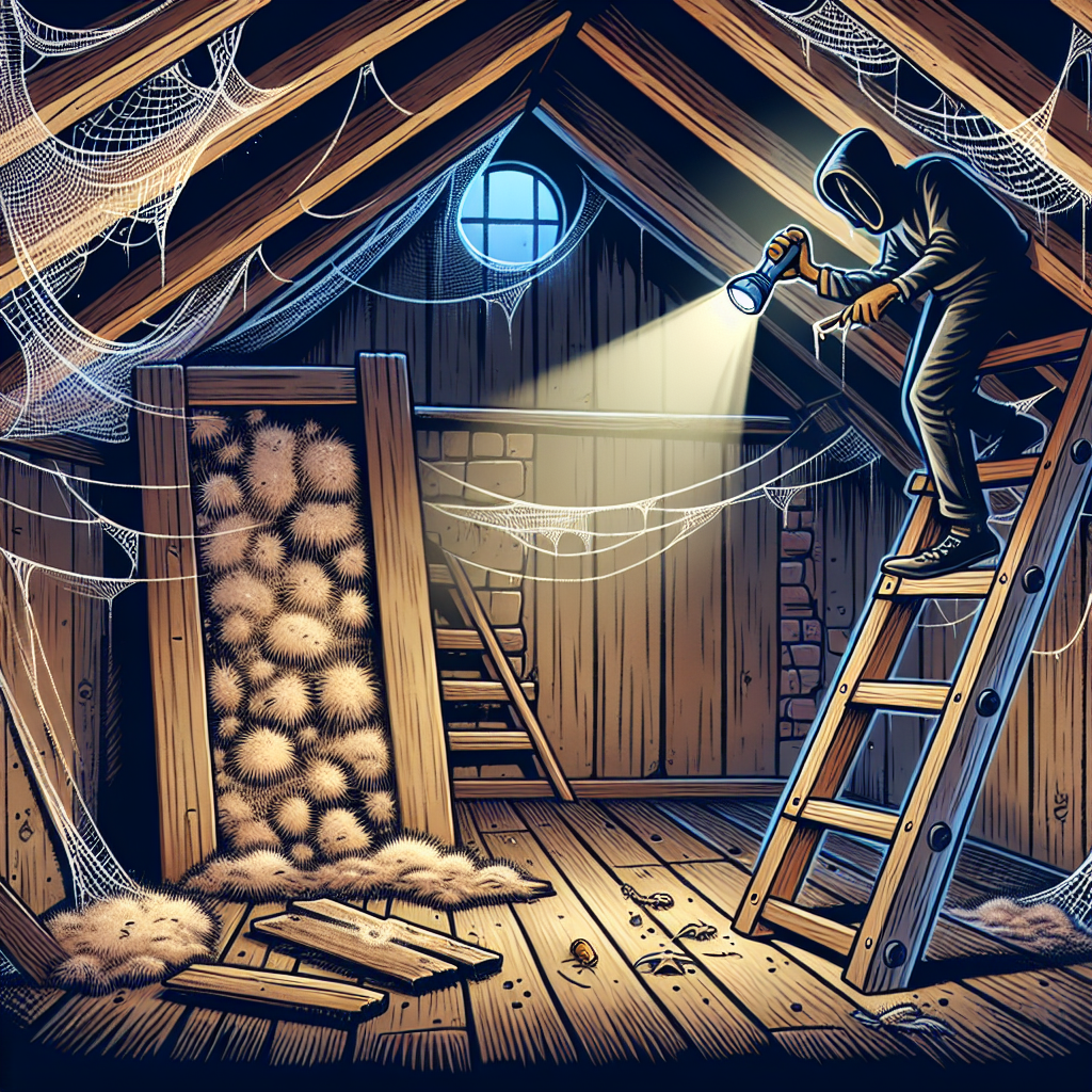 A man inspecting an attic.