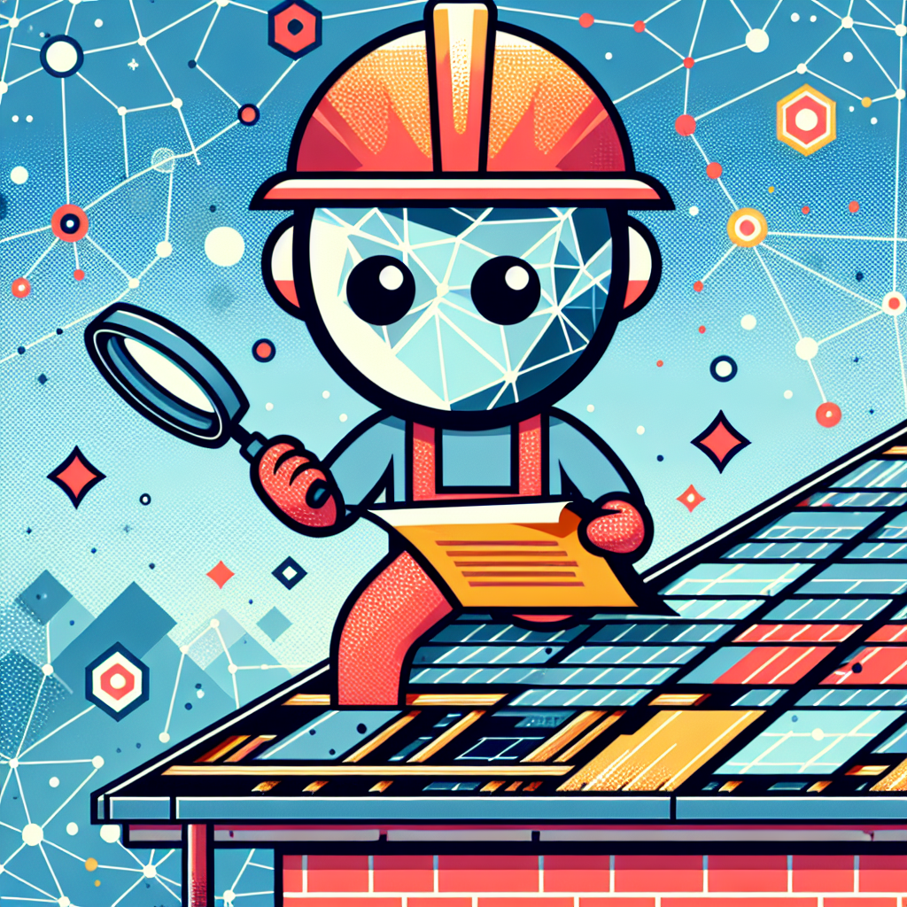 A cartoon rendering of a man inspecting the condition of your roof's underlayment.