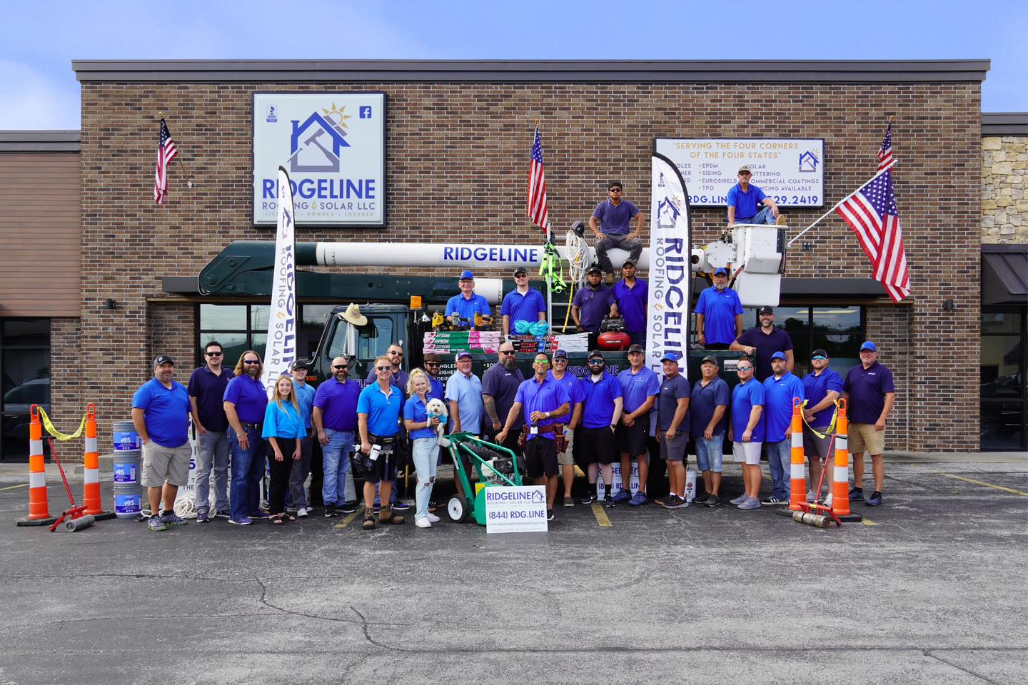 #teamridgeline 2025 a group photo of the team at ridgeline roofing in joplin mo
