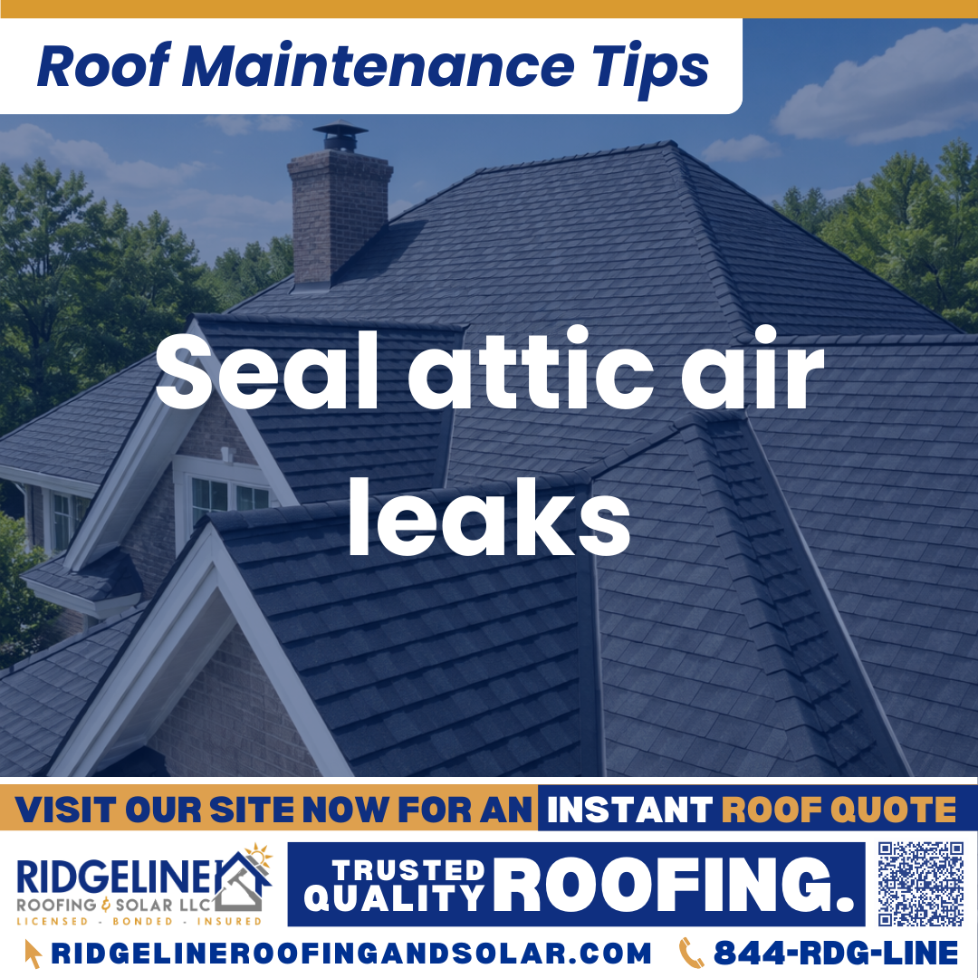 Ridgeline Roofing and Solar Roof Maintenance Tip for Homeowners: Seal attic air leaks