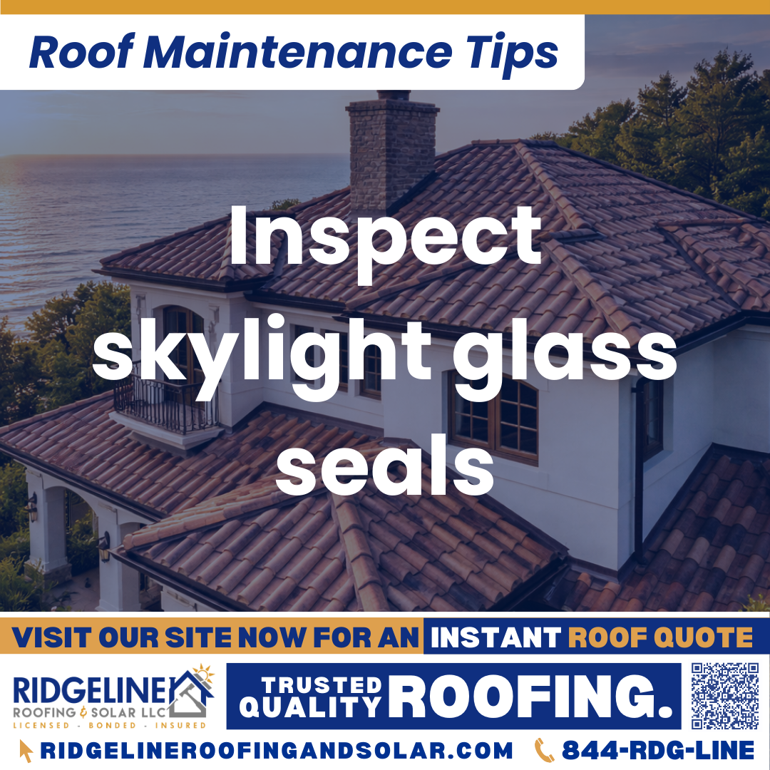 Ridgeline Roofing and Solar Roof Maintenance Tip for Homeowners: Inspect skylight glass seals
