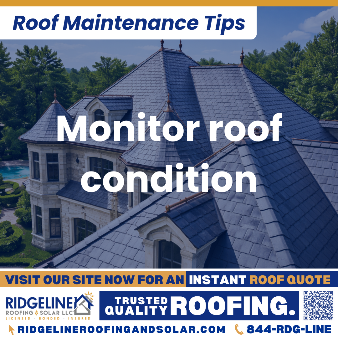 Ridgeline Roofing and Solar Roof Maintenance Tip for Homeowners: Monitor roof condition